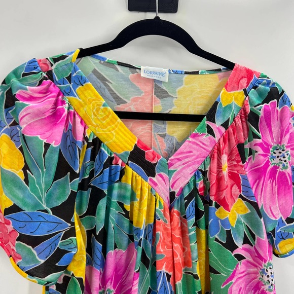 Lorraine Vintage All Over Floral Midi Night Gown Boho Tropical Boho Women Large - Picture 7 of 7